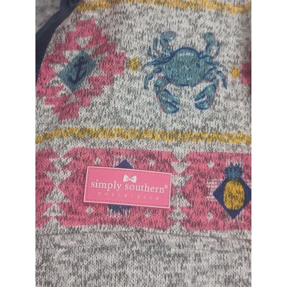 Simply Southern Crab Knit Snap Pullover in Smoke Grey Women's Size Small -NEW- - Picture 2 of 9